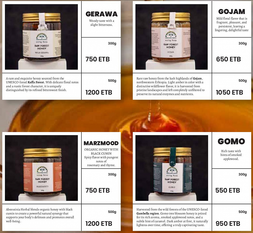 Miel / Honey : Gerawa, Gojam, Marzmood, Gomo