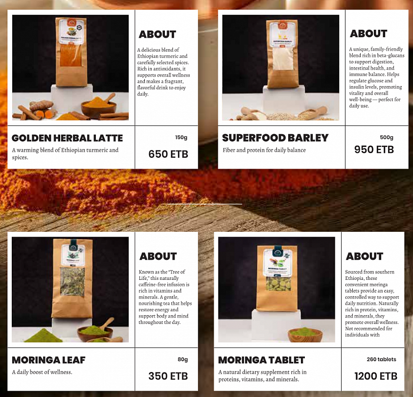 Abeessinia Herbal Powders made fromsuperfoods and herbs